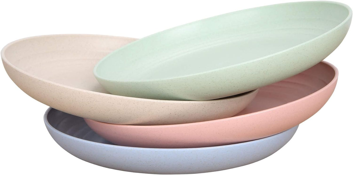 7.8 Inches Unbreakable Wheat Straw Plates - Reusable Plate Set - Dishwasher & Microwave Safe - Perfect for Dinner Dishes - Healthy, BPA Free & Eco-Friendly (7.8 Inches)