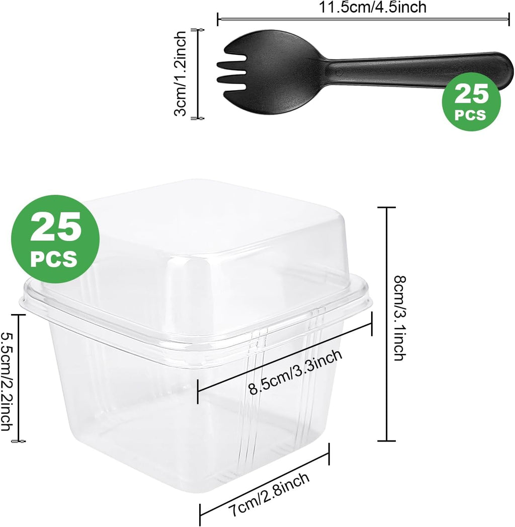 25Pcs 8oz Clear Dessert Cup with Lids and Spoons,Plastic Yogurt Parfait Cup