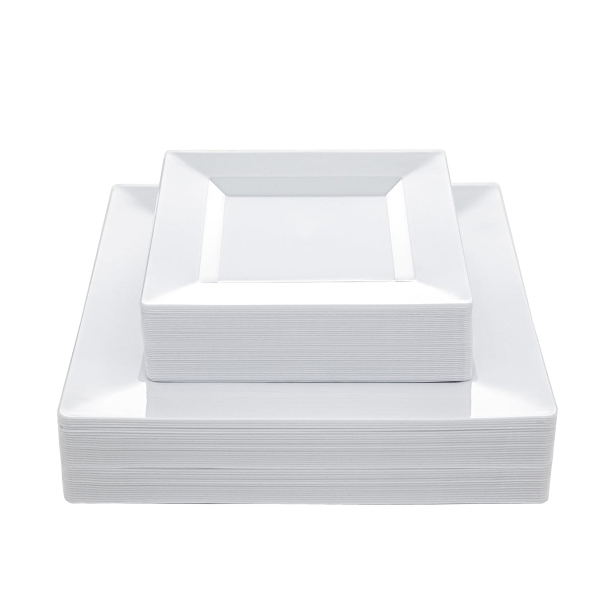 N9R 60PCS White Square Plastic Plates, Disposable Plates for Party