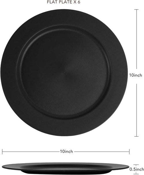 10inch/6pcs Dishwasher & Microwave Safe Wheat Straw Plates, Alternative for Plastic Plates, Lightweight Reusable Unbreakable Dinner Plates, Non-toxin, BPA Free for Kids Adults, Black