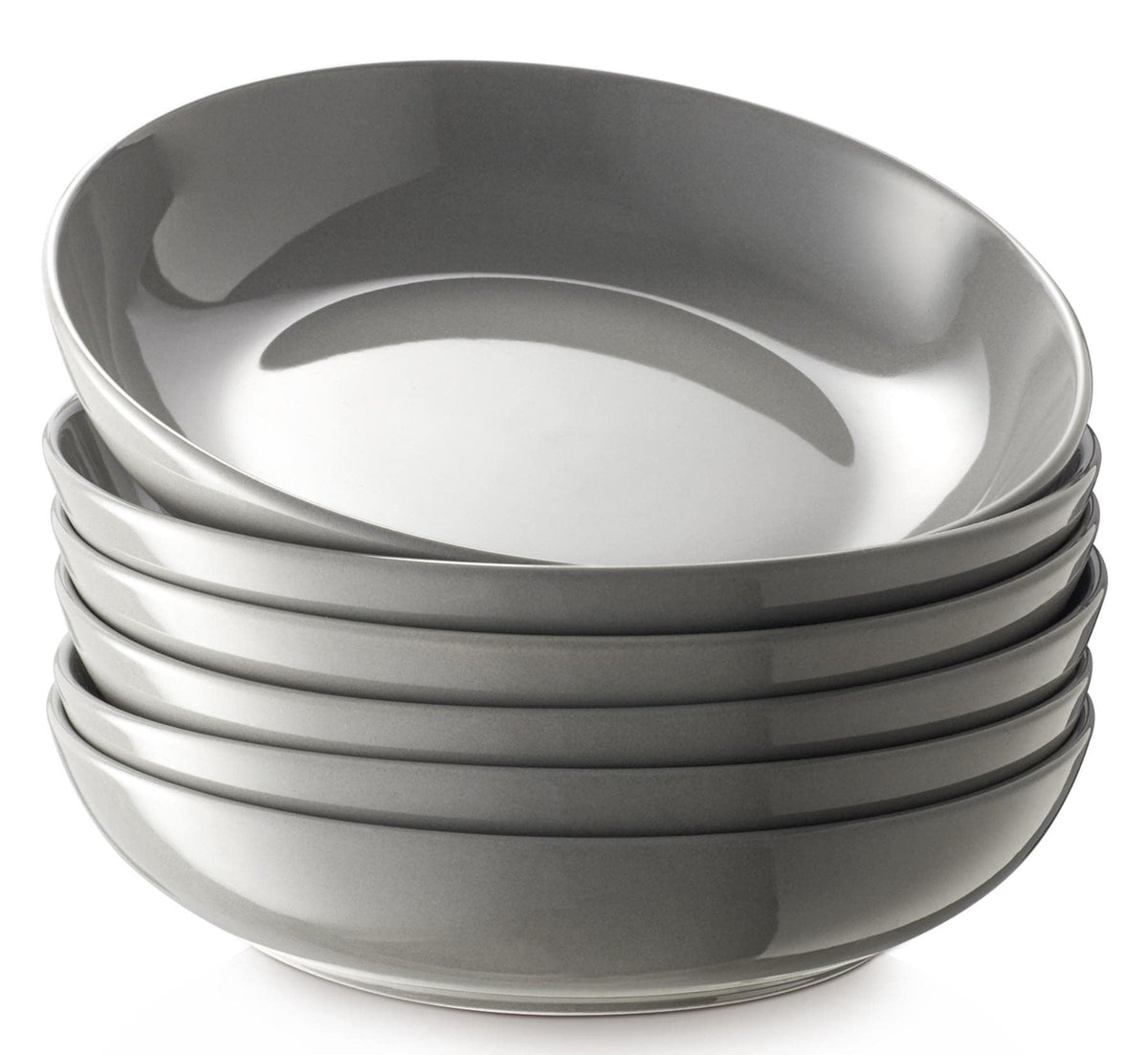 Y YHY Pasta Bowls Set of 6, High-Fired Porcelain White Salad Bowls 30 oz Wide Shallow Serving Soup Bowls, Microwave Dishwasher Safe 8.5" Pasta Plates Kitchen Bowls for Dinner Family Gatherings
