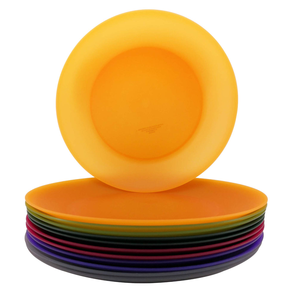 AOYITE 10 inch Plastic Plates Reusable Set 12, BPA Free Kid Plate Grey Tone
