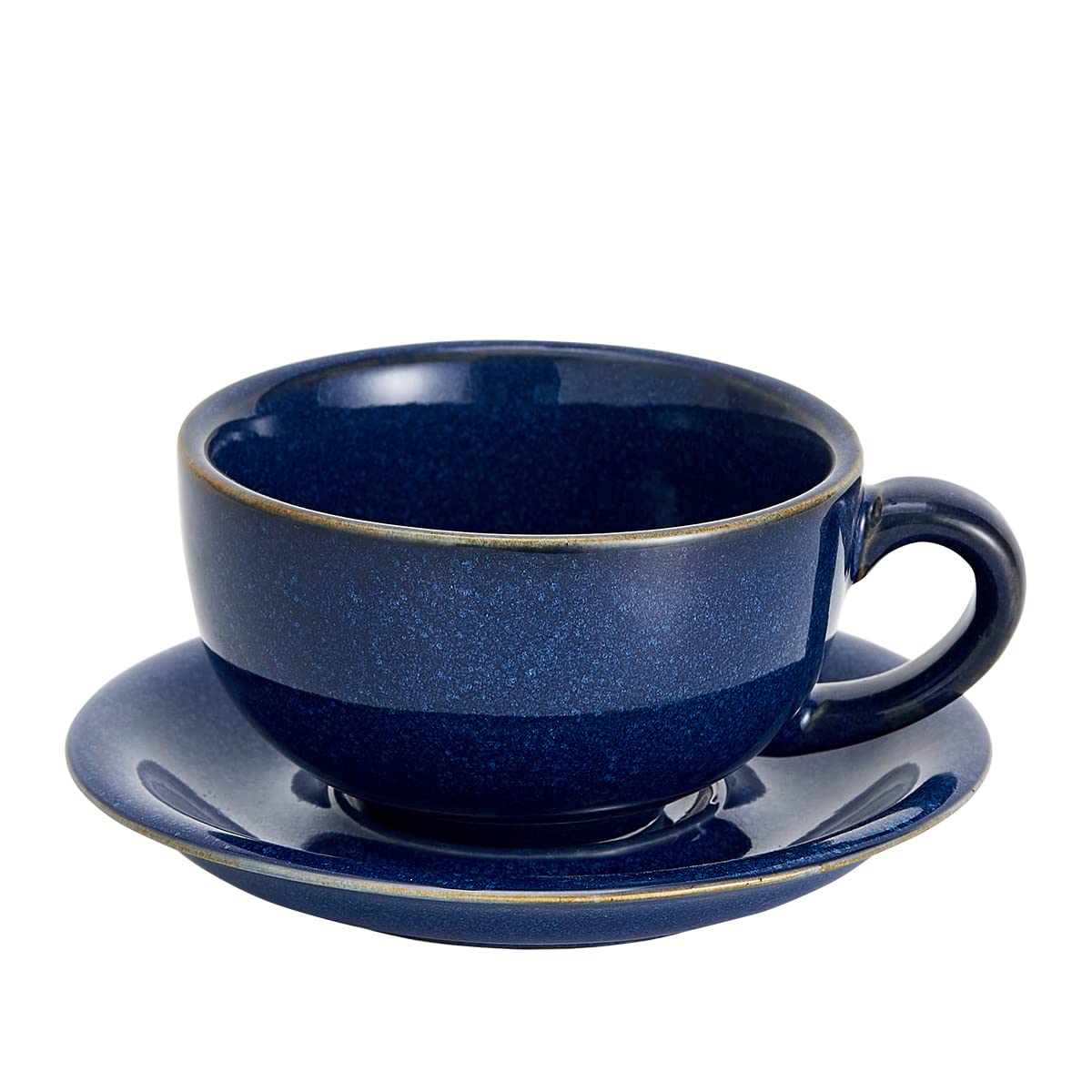Coffeezone Vintage Design 12 oz Ceramic Latte Art Cappuccino Barista Cup with Saucer (Brown)