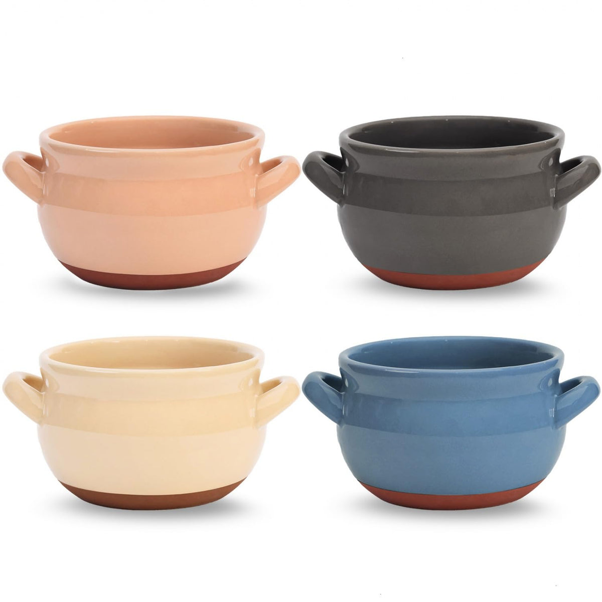 Vumdua French Onion Soup Bowls with Handles, 16 Oz Ceramic Soup Serving Bowl Crocks - Oven Safe Bowls for Chili, Beef Stew, Cereal, Pot Pies, Set of 4