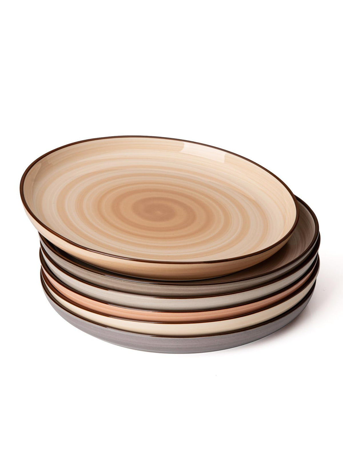 Sweese Porcelain Dessert Plates 7.4 Inch - Round Salad/Appetizer Plate Set, Microwave Dishwasher Safe, Set of 6, Cool Assorted Colors
