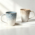 Stoneware Coffee Mugs Set of 2, 17oz Hand-Painted Coffee Cups with Handle