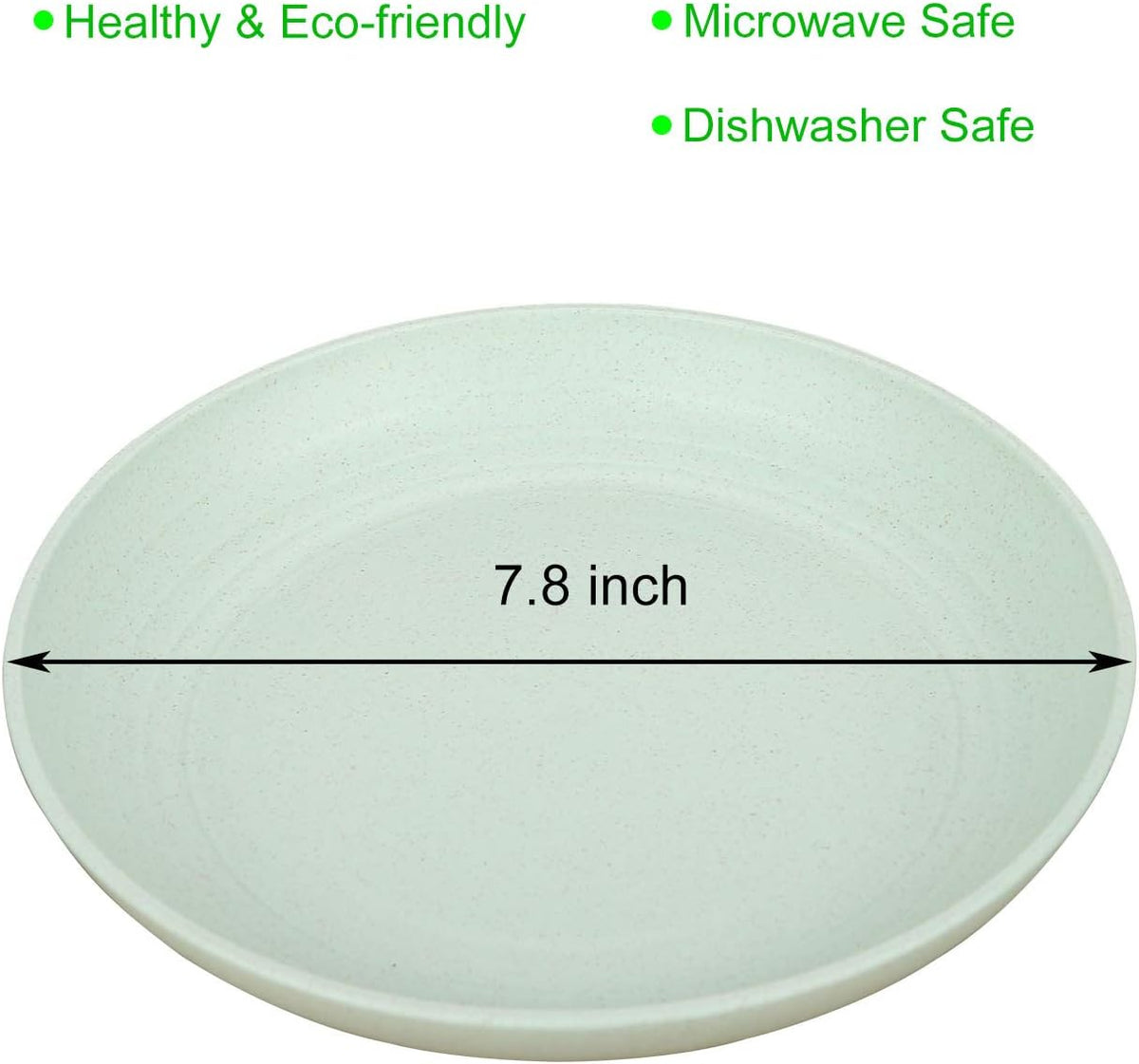 7.8 Inches Unbreakable Wheat Straw Plates - Reusable Plate Set - Dishwasher & Microwave Safe - Perfect for Dinner Dishes - Healthy, BPA Free & Eco-Friendly (7.8 Inches)