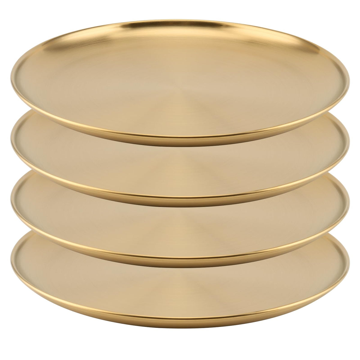 MOUYAT 6 PCS 12 Inch Large Stainless Steel Plate, 30cm Round Dinner Metal Plates, Metal Salad Steak Plates Reusable Dinner Dish for Eating Serving Camping Outdoor BBQ Home Kitchen, Frosted Gold