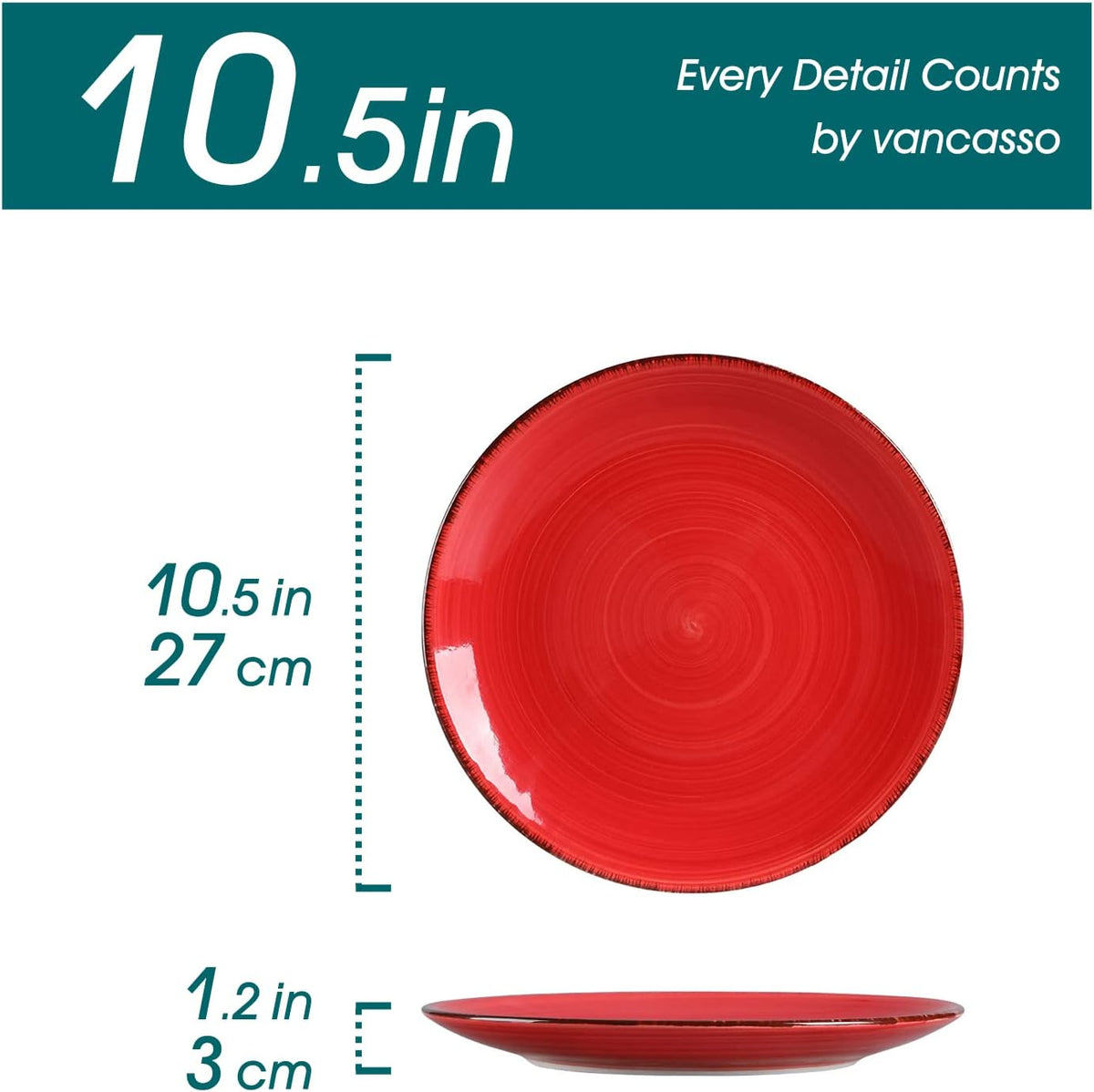 vancasso Bonita 10.5 Inch Ceramic Dinner Plates Set of 6, Warm Colors