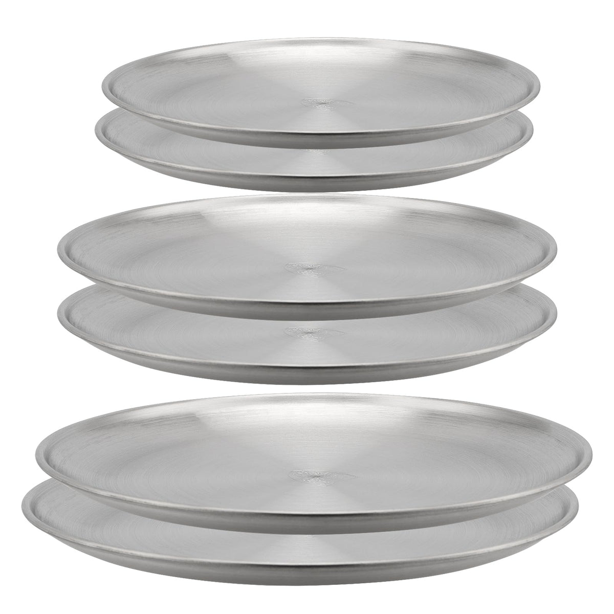 MOUYAT 6 PCS 12 Inch Large Stainless Steel Plate, 30cm Round Dinner Metal Plates, Metal Salad Steak Plates Reusable Dinner Dish for Eating Serving Camping Outdoor BBQ Home Kitchen, Frosted Gold
