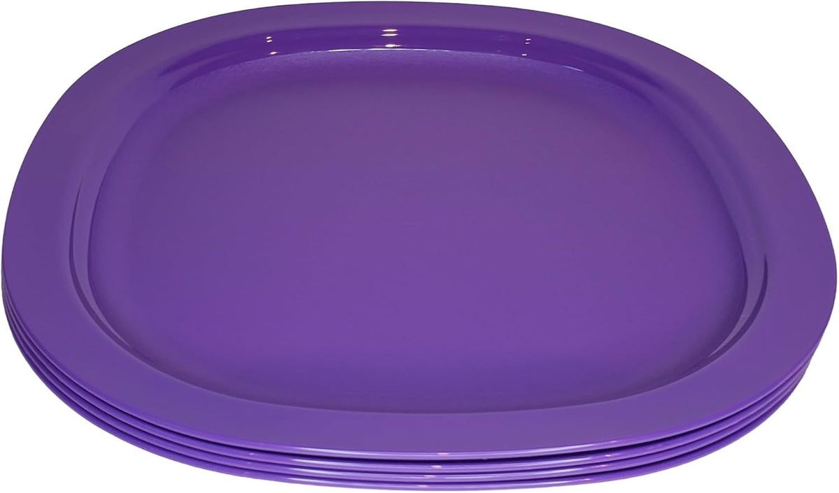 Tupperware Microwave Reheatable Luncheon Plates 9.5" Set of 4 in Purple