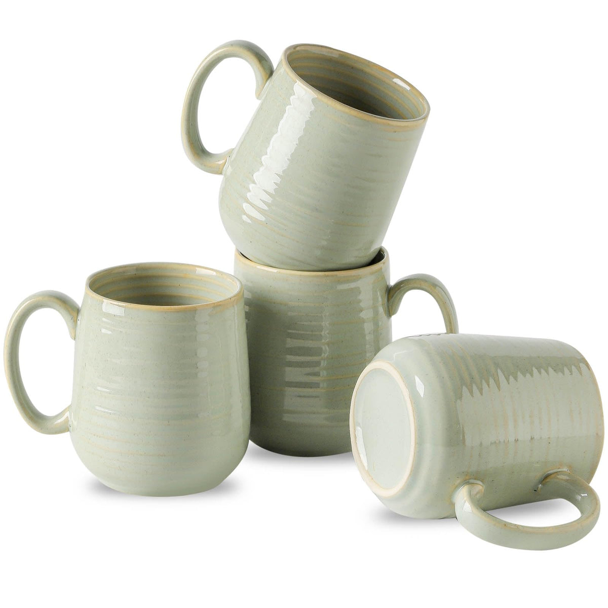 HASENSE Coffee Mugs, 15 Ounce Ceramic Coffee Mug Set of 6, Reactive Glaze Tea Cups with Handle for Milk, Hot Cocos, Latte, Stylish Blue Cup Gift for Man and Women, Dishwasher and Microwave Safe
