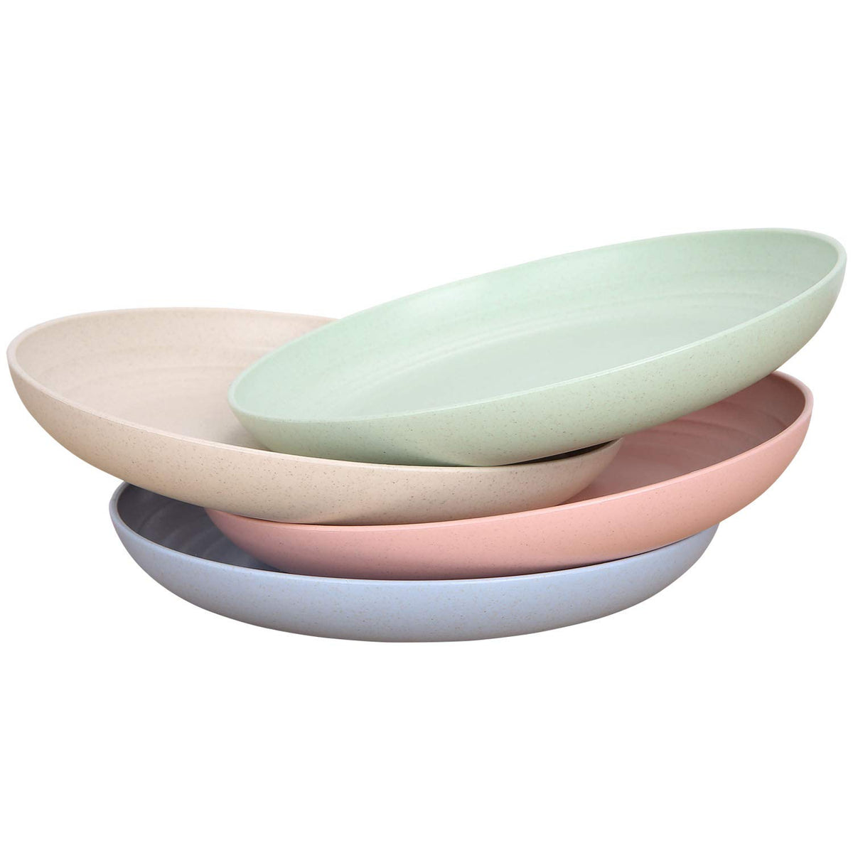 7.8 Inches Unbreakable Wheat Straw Plates - Reusable Plate Set - Dishwasher & Microwave Safe - Perfect for Dinner Dishes - Healthy, BPA Free & Eco-Friendly (7.8 Inches)