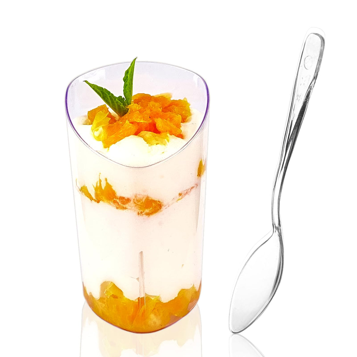 3 oz Plastic Dessert Cups with Spoons, 50 Pack