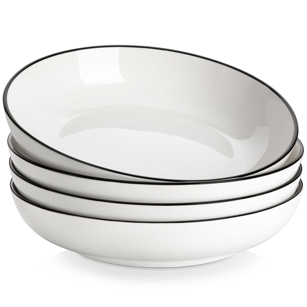 MALACASA 10" Large Pasta Bowls Set of 4, 56 OZ Wide and Shallow Salad Bowls Soup Bowls, Porcelain White Serving Bowls, Kitchen Bowl Plates Pasta Plates, Microwave & Dishwasher Safe, Series REGULAR