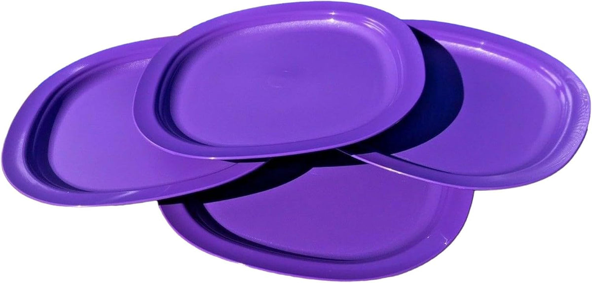 Tupperware Microwave Reheatable Luncheon Plates 9.5" Set of 4 in Purple