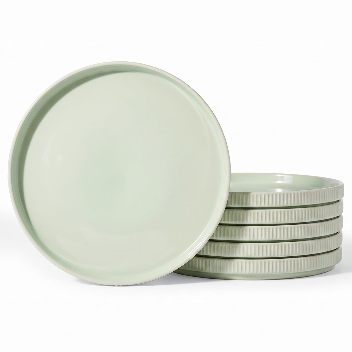 famiware Star 10/8 inches Dinner Plates Set for 6, Cappuccino White