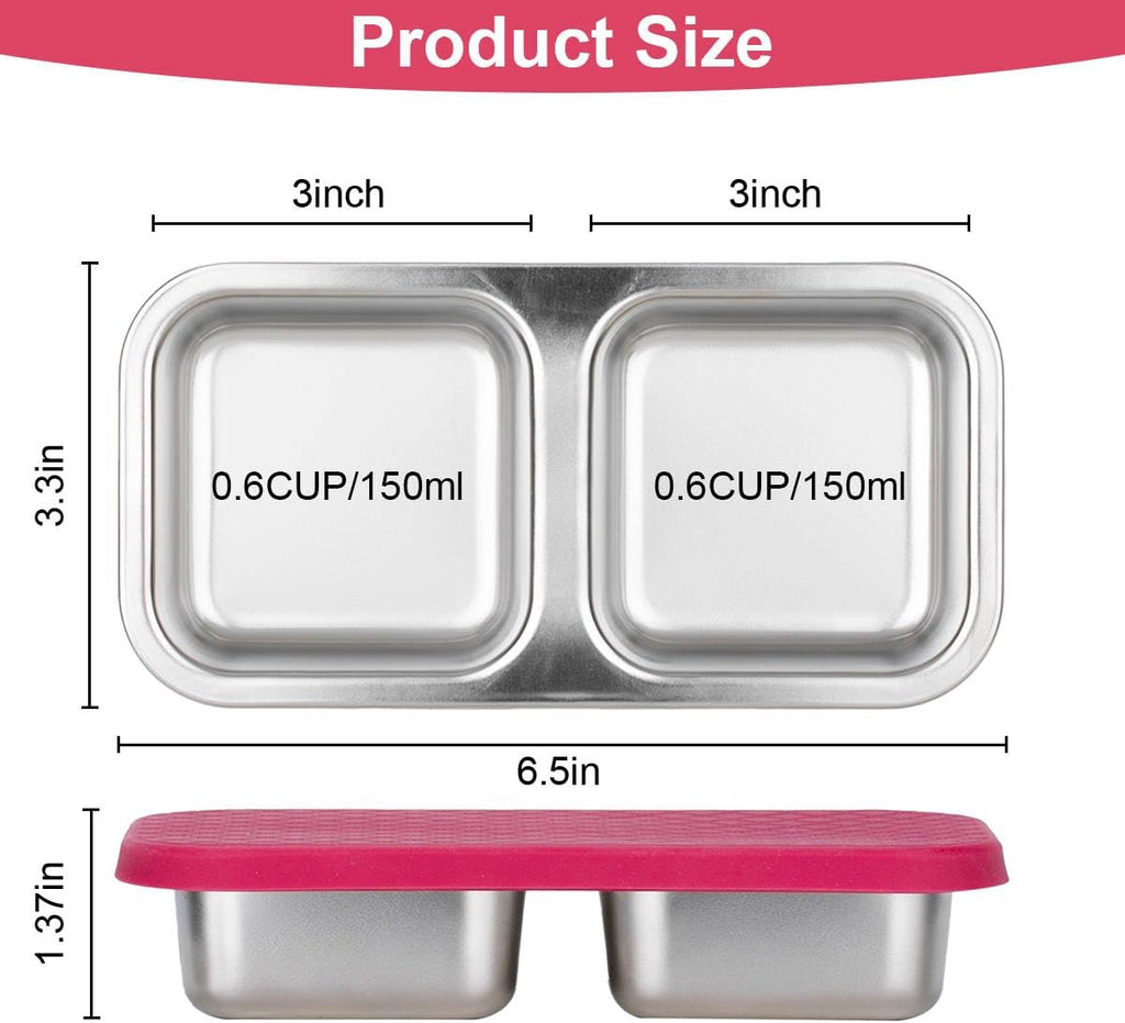 DOSEWART 2-Compartment Stainless Steel Snack Containers