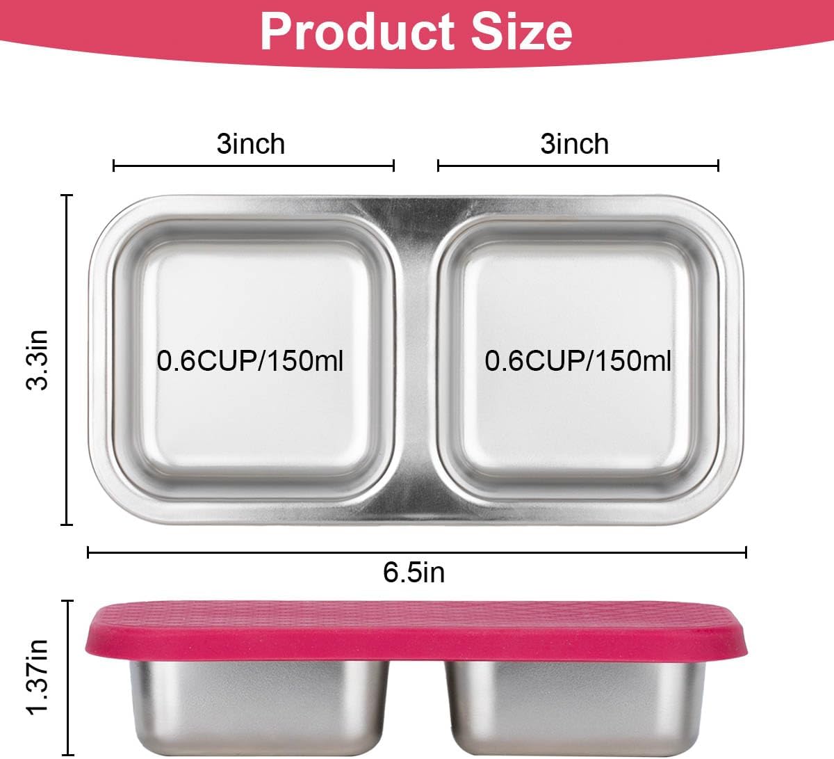 DOSEWART 2-Compartment Stainless Steel Snack Containers