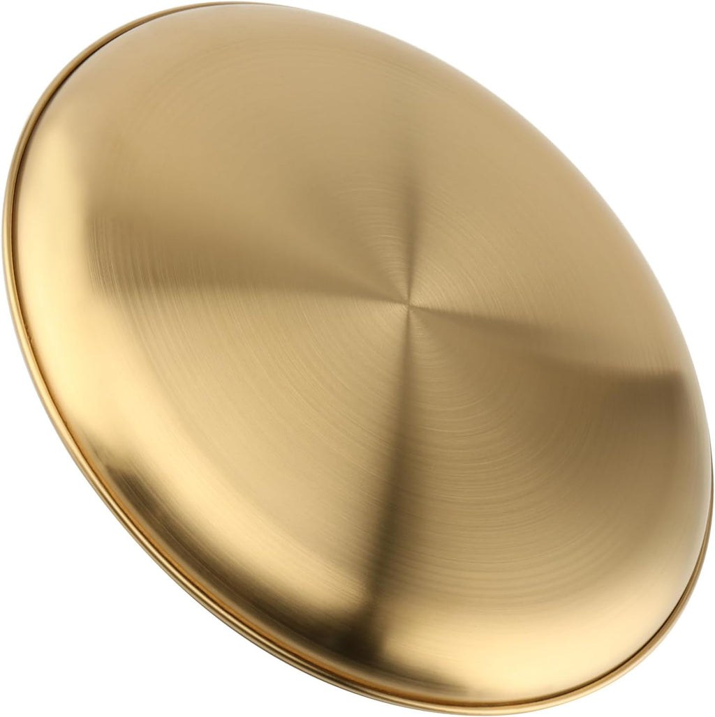 MOUYAT 6 PCS 12 Inch Large Stainless Steel Plate, 30cm Round Dinner Metal Plates, Metal Salad Steak Plates Reusable Dinner Dish for Eating Serving Camping Outdoor BBQ Home Kitchen, Frosted Gold