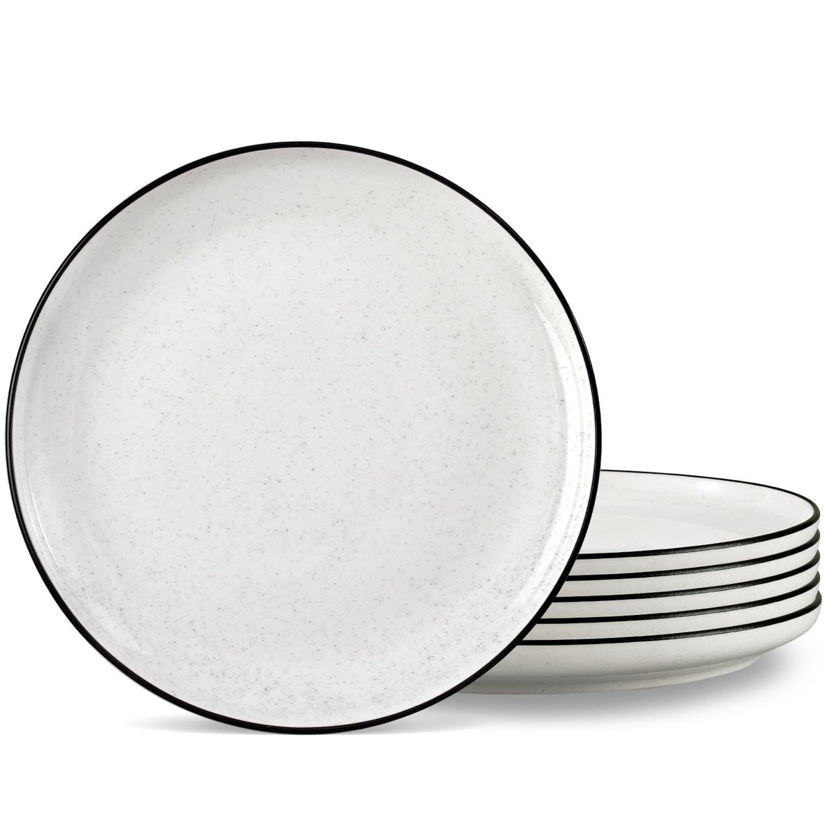 Ceramic White Dinner Plates Set of 6, 10.5 Inch Plates for Kitchen, Microwave Oven and Dishwasher Safe, Modern Dishes Set for Pasta,Steak, Dessert, Salad
