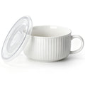 vancasso 38oz Soup Mug with Lid and Handle Steam Vent Bowl White 1 Pack