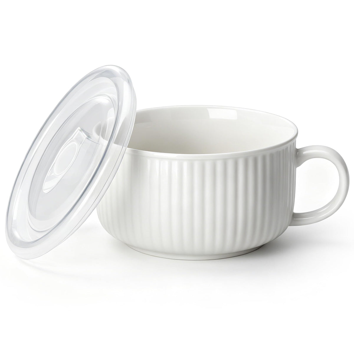 vancasso 38oz Soup Mug with Lid and Handle Steam Vent Bowl White 1 Pack