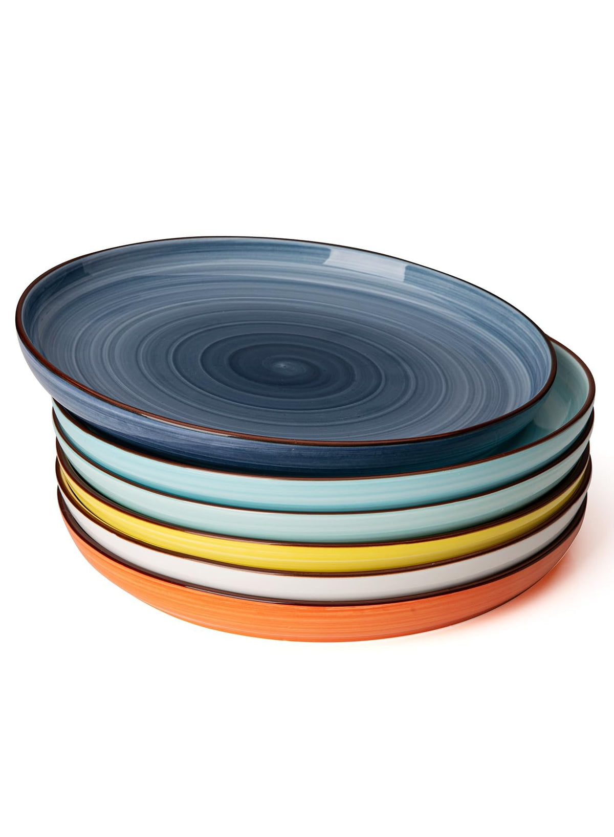 Sweese Porcelain Dessert Plates 7.4 Inch - Round Salad/Appetizer Plate Set, Microwave Dishwasher Safe, Set of 6, Cool Assorted Colors