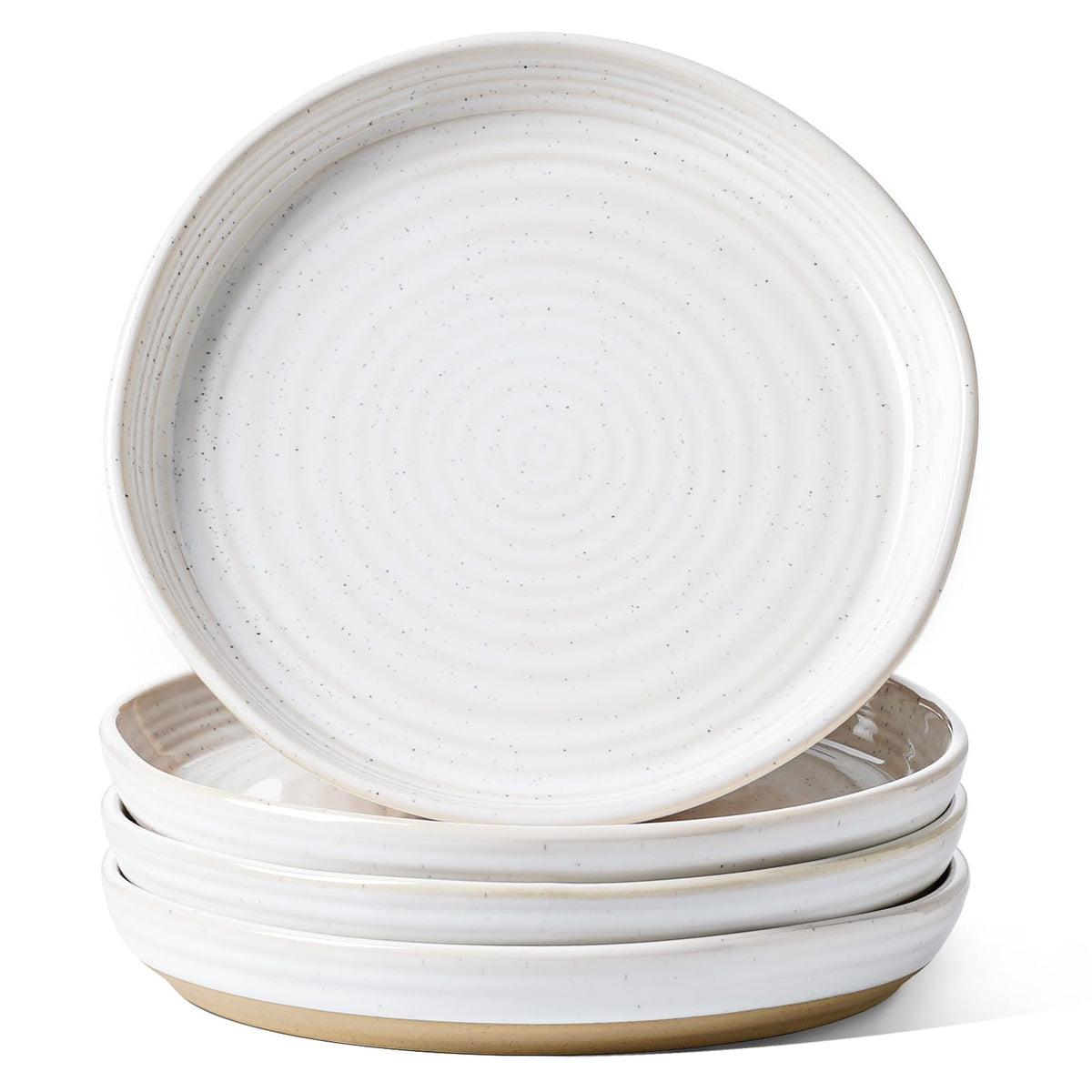 LE TAUCI Ceramic Dinner Plates Set of 4, 10 Inch Large White Plate Set for Kitchen, Microwave & Dishwasher Safe Dinnerware Sets, Scratch Resistant Serving Plates for Steak, Pasta - Embossed, White