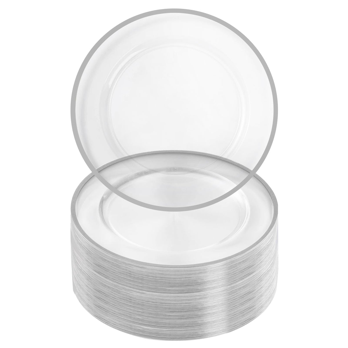 Goodluck 100 Pack 12 Inch Clear Charger Plates with Gold Rim