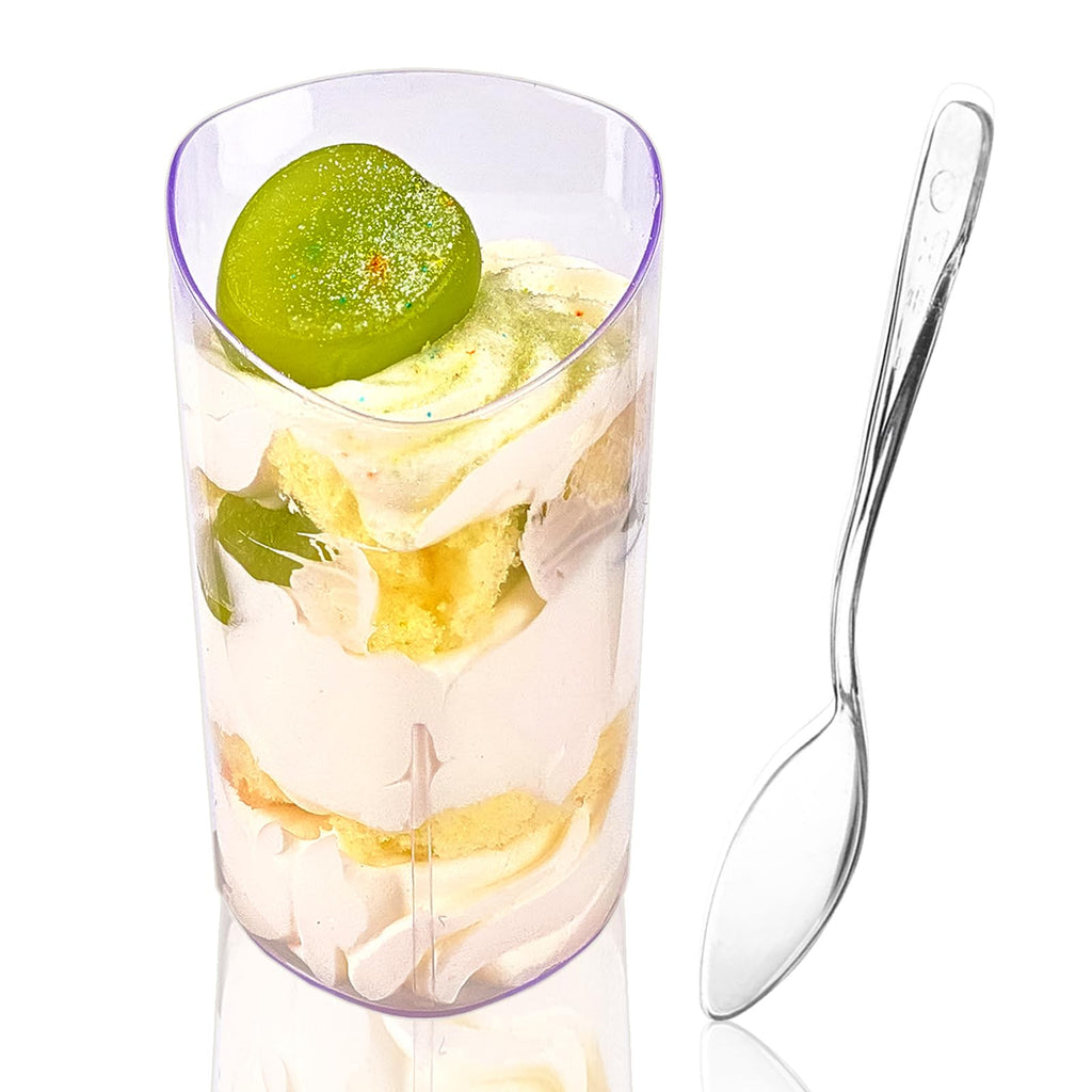3 oz Plastic Dessert Cups with Spoons, 50 Pack