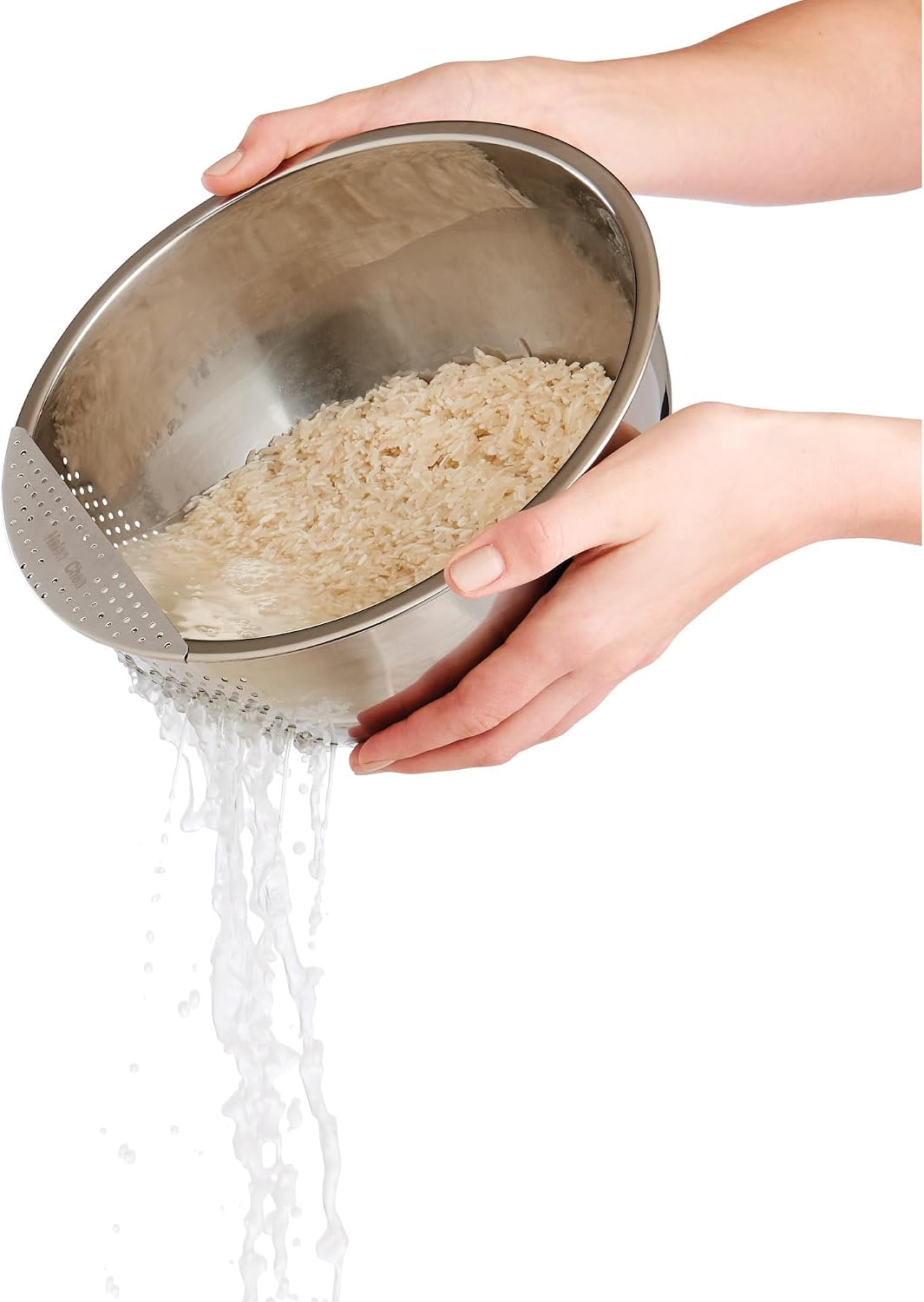 Helen's Asian Kitchen Japanese Rice Washing Bowl, 3-Quart, Side Drainer