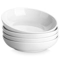MALACASA 10" Large Pasta Bowls Set of 4, 56 OZ Wide and Shallow Salad Bowls Soup Bowls, Porcelain White Serving Bowls, Kitchen Bowl Plates Pasta Plates, Microwave & Dishwasher Safe, Series REGULAR