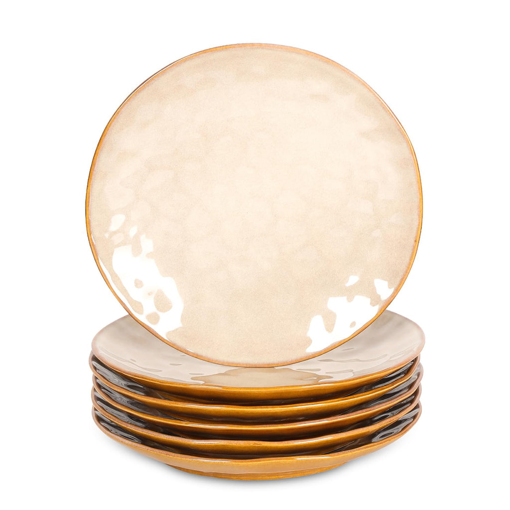 vicrays Ceramic Dinner Plates Set - Porcelain 10 Inch Flat Steak Pasta Pizza Plate Home Party Restaurant Plate Scratch Resistant Microwave Oven and Dishwasher Safe Set of 6 Blue