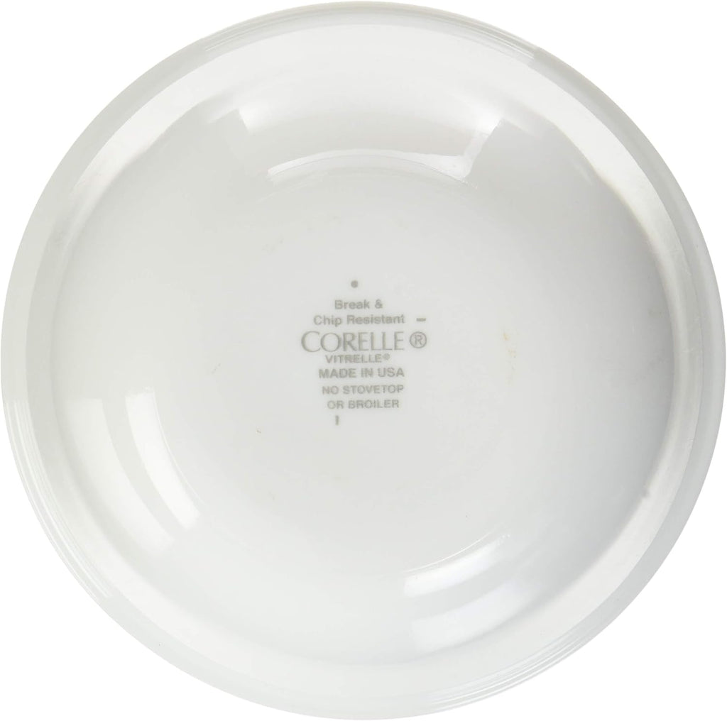 Corelle Vitrelle 12-oz Dessert Bowls, Set of 8 Chip & Crack Resistant Bowls, Great For cereal, Ice Cream, rice, soup, Ceramic Dessert Bowls Set, Winter Frost White