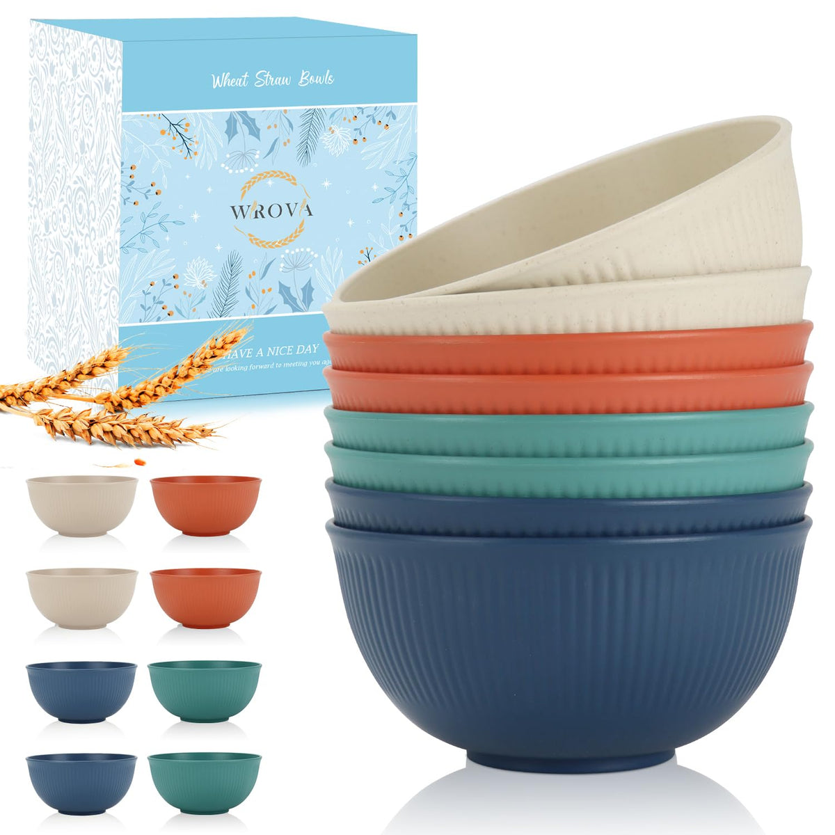 Wrova Wheat Straw Cereal Bowls Set, Soup Bowls Microwave Safe for Kid 26 OZ