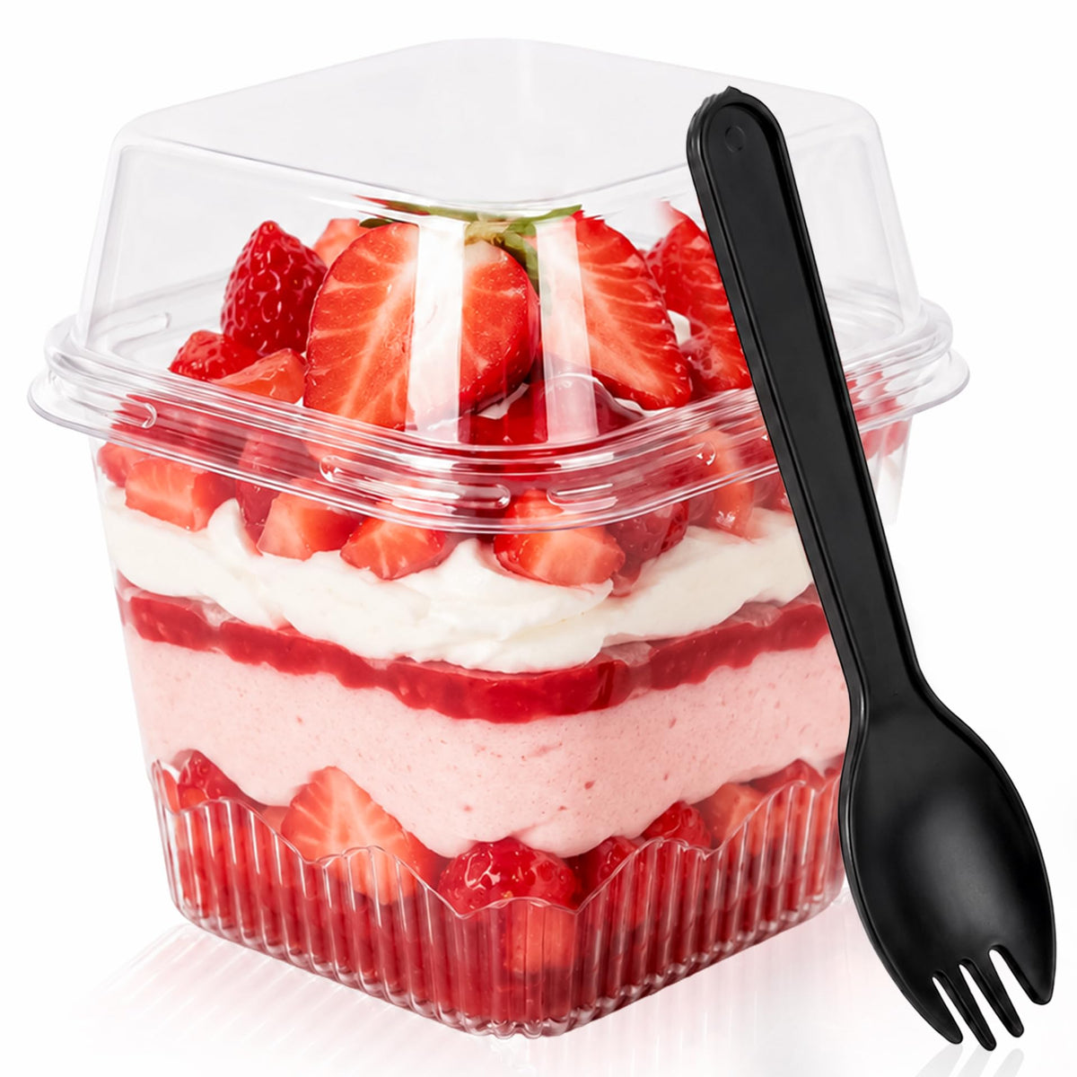 100 Pack 5 oz Dessert Cups with Lids and Spoons, Plastic Parfait