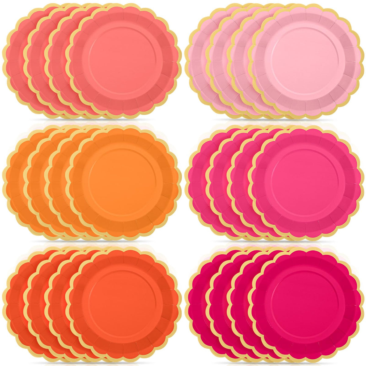 48 Pcs Fall Paper Plates 9 Inch Scalloped Paper Plates