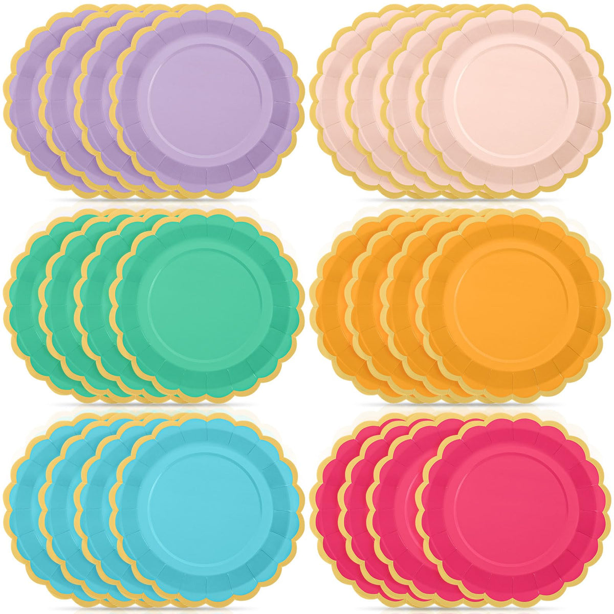 48 Pcs Fall Paper Plates 9 Inch Scalloped Paper Plates