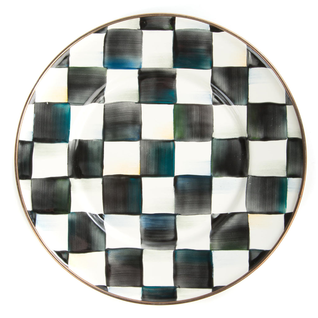 MACKENZIE-CHILDS Appetizer Plate Set, Brown-and-White Mocha Check