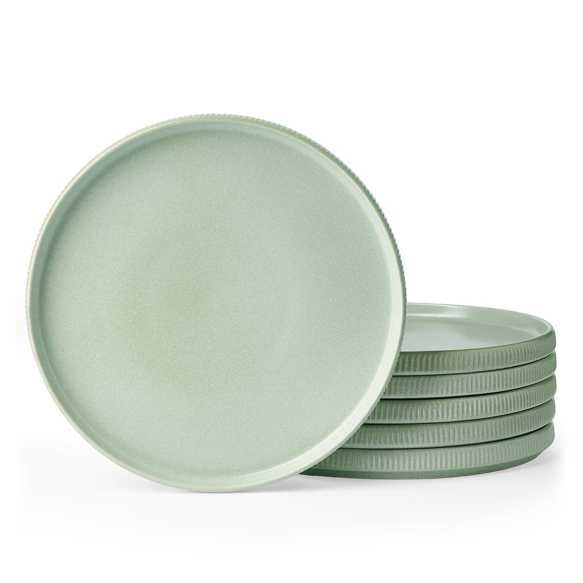 famiware Star 10/8 inches Dinner Plates Set for 6, Cappuccino White