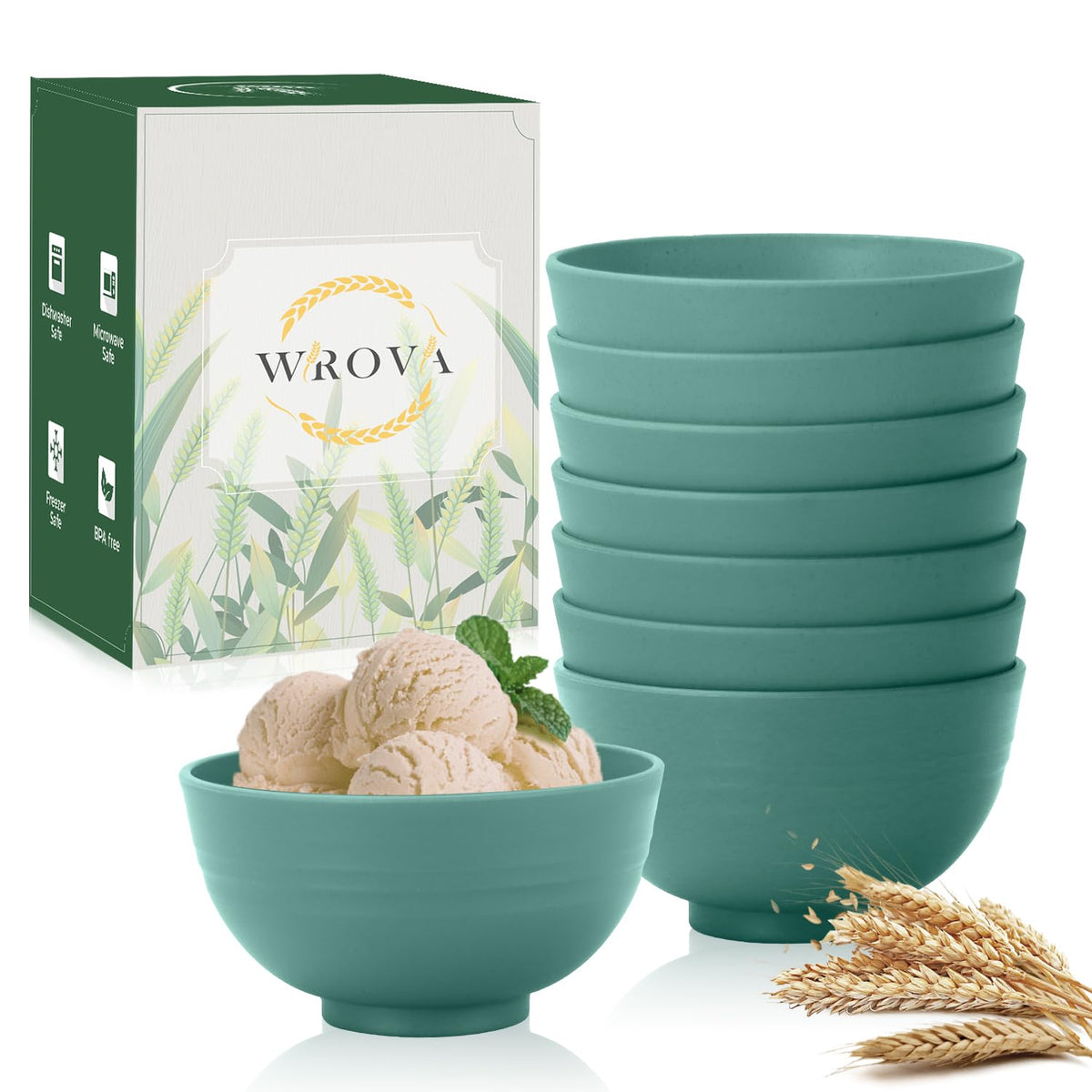 Wrova Wheat Straw Bowls Set 60 OZ Unbreakable Large Cereal Bowls Set of 6 Microwave and Dishwasher Safe Bowls Big Bowls for Camping and Picnic BPA Free Soup Bowl for Serving Oatmeal and Salad. Black