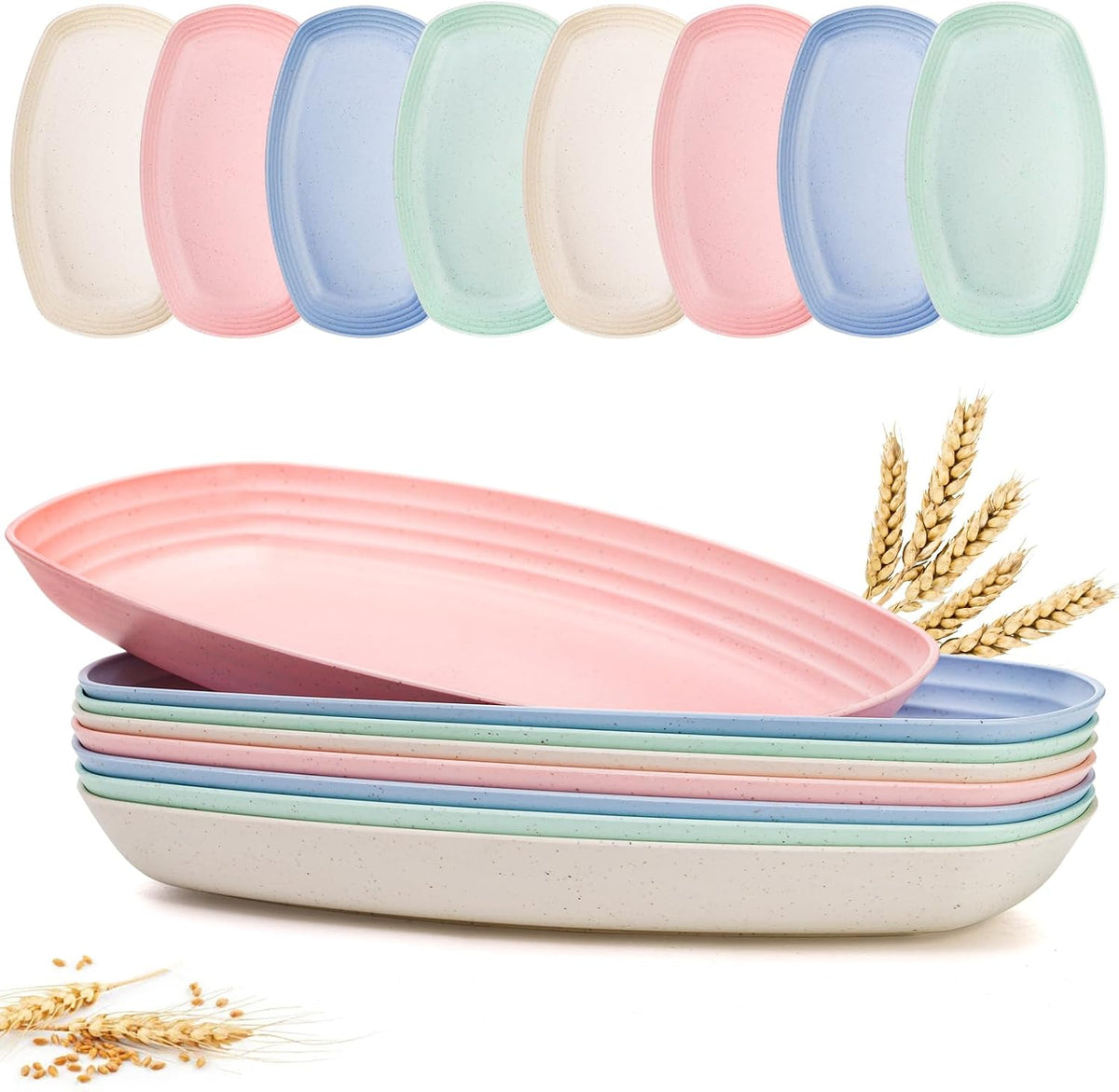 Yopay 8 Pack Wheat Straw Plates, 11 Inch Microwave Safe Lunch Dinner Plates, Lightweight Plates for Camping, RV & Microwave Safe | Shatterproof Dinnerware for Picnic, Travel Use