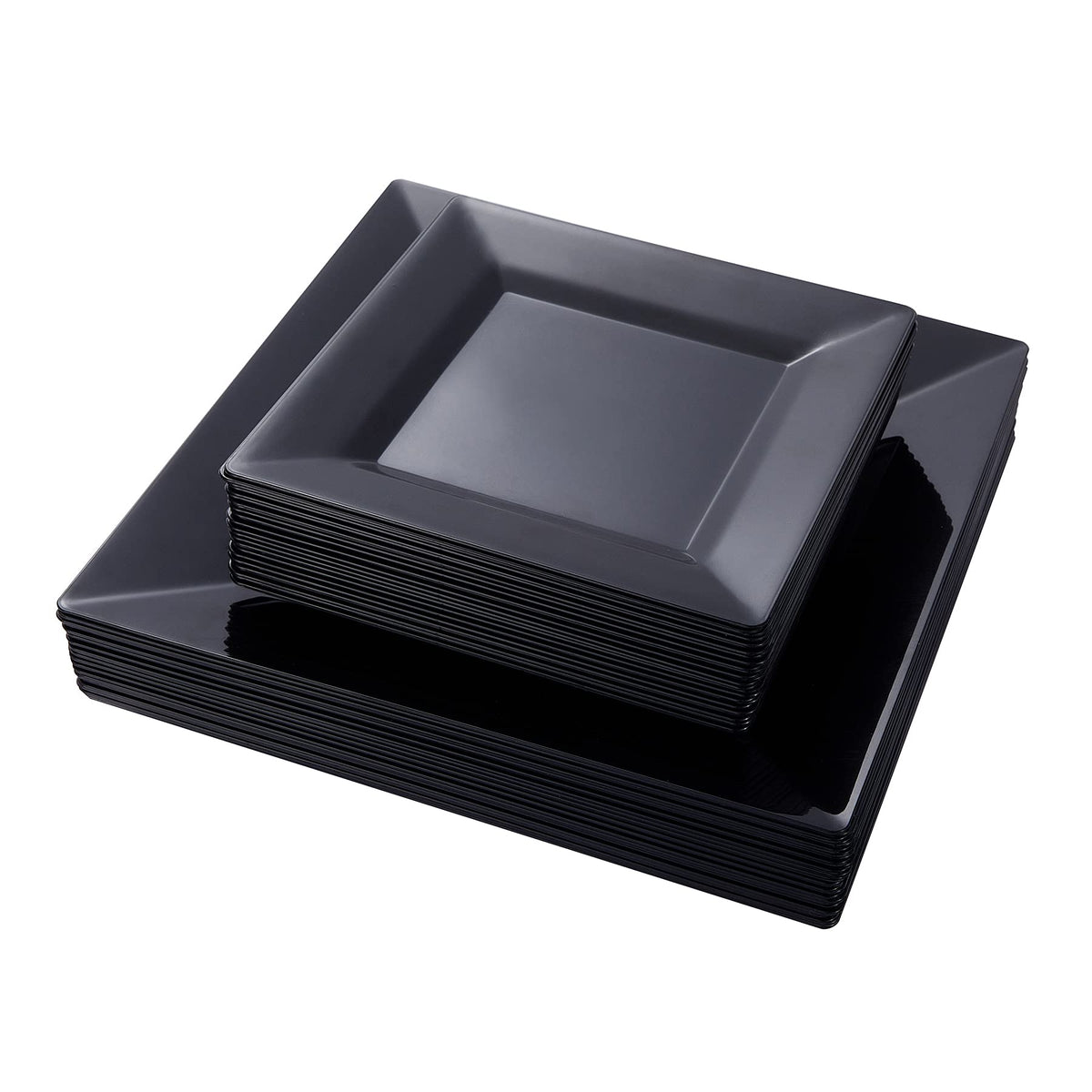 N9R 60PCS White Square Plastic Plates, Disposable Plates for Party