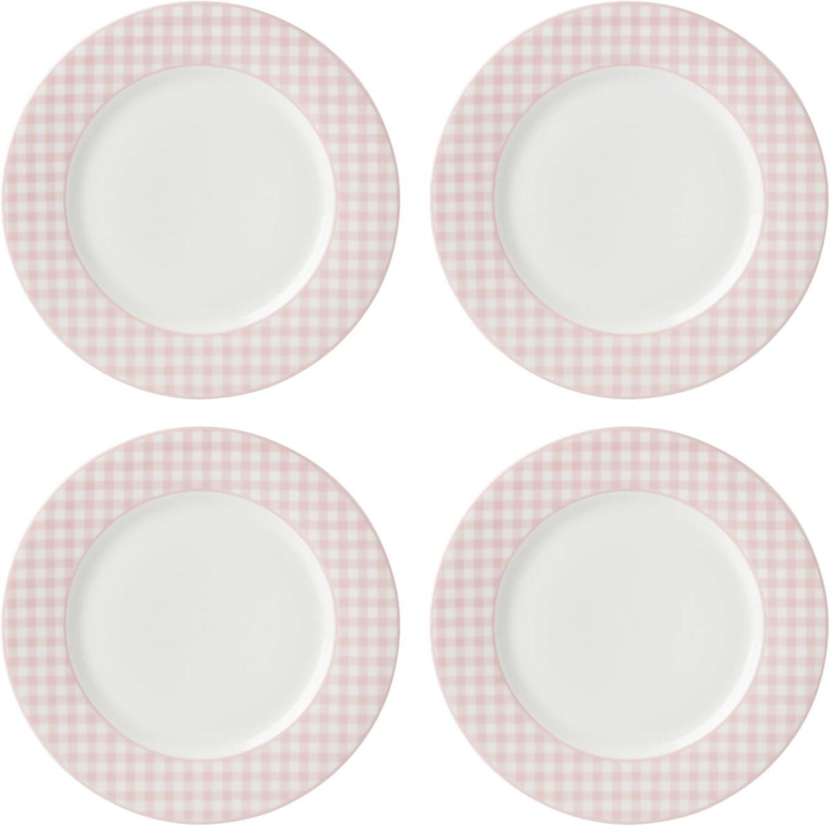 Lenox Gingham Pink Porcelain Valentine's Day Dinner Plate Set for 4