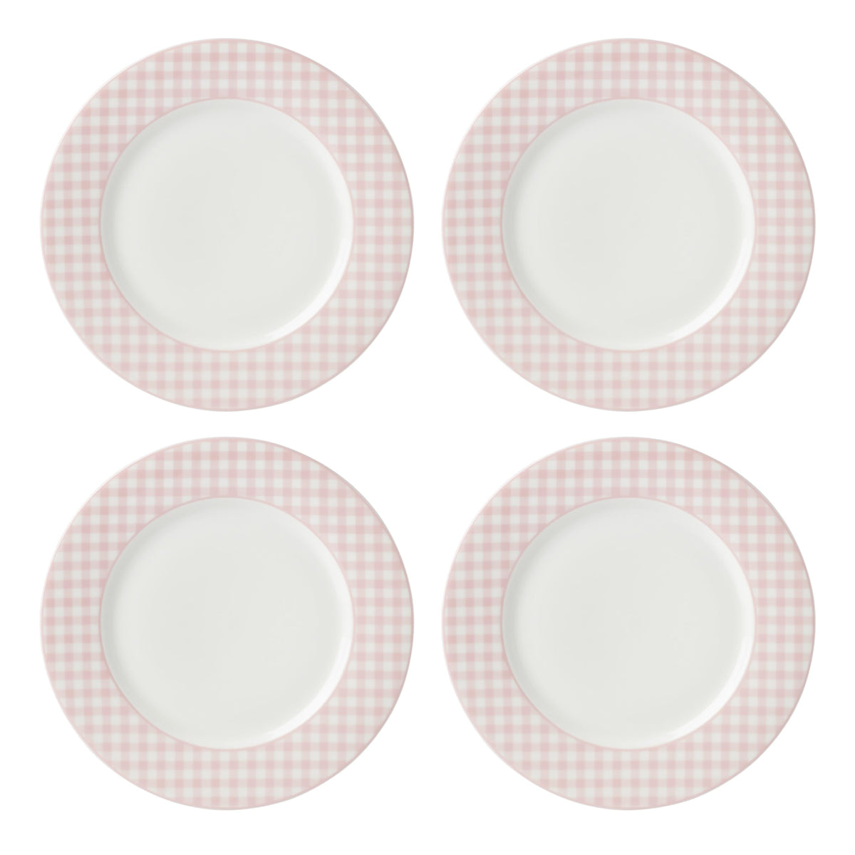 Lenox Gingham Pink Porcelain Valentine's Day Dinner Plate Set for 4