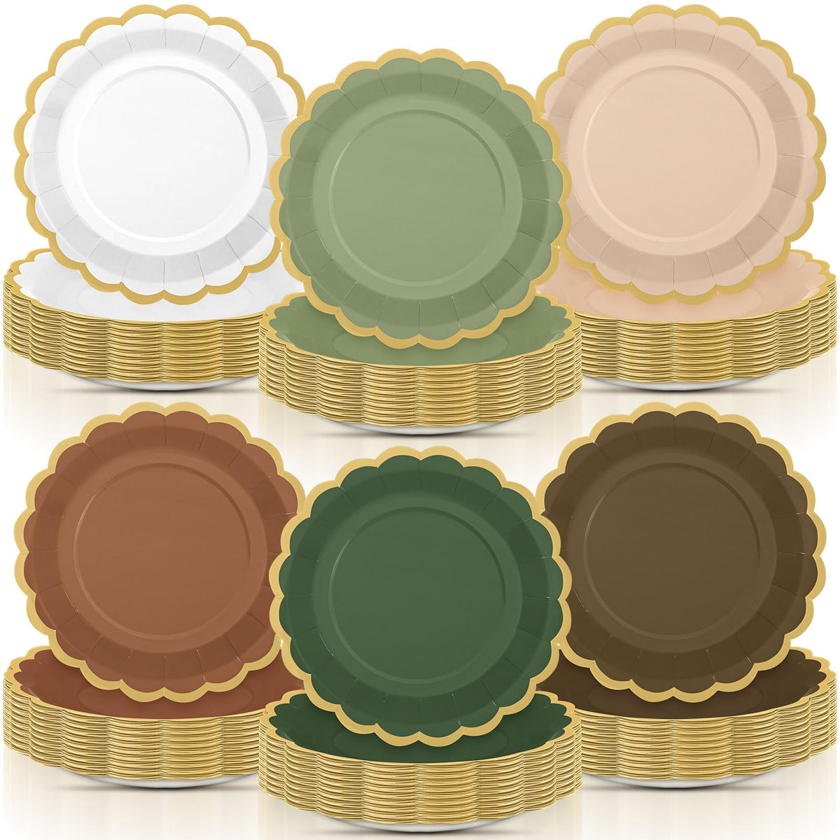 48 Pcs Fall Paper Plates 9 Inch Scalloped Paper Plates
