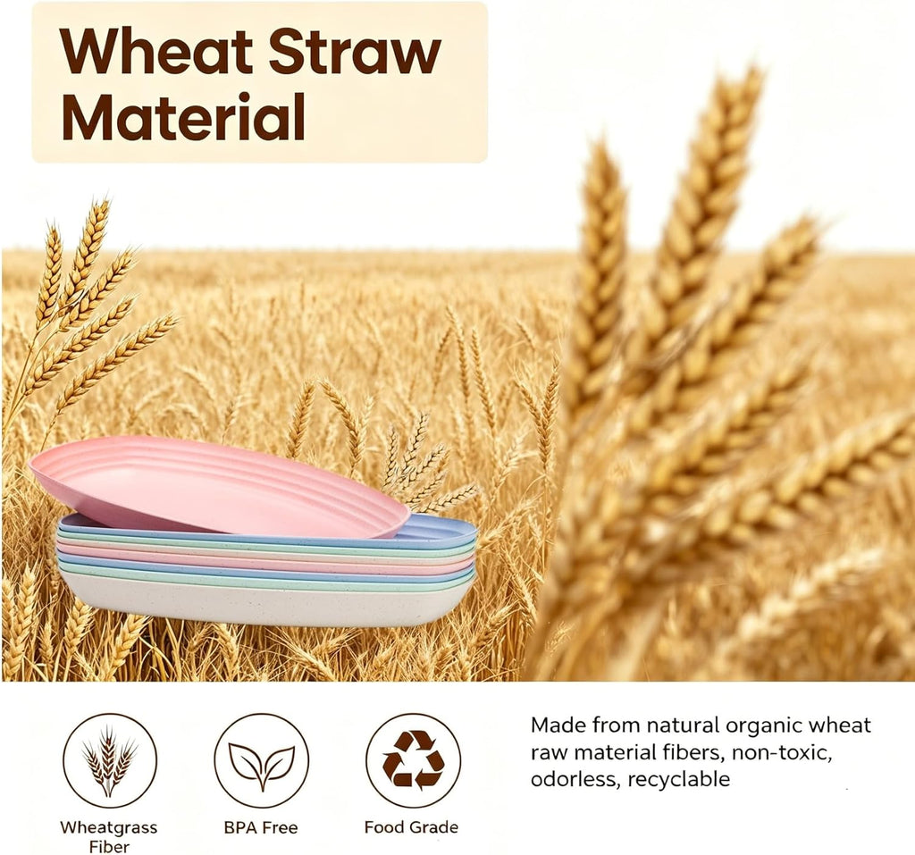 Yopay 8 Pack Wheat Straw Plates, 11 Inch Microwave Safe Lunch Dinner Plates, Lightweight Plates for Camping, RV & Microwave Safe | Shatterproof Dinnerware for Picnic, Travel Use
