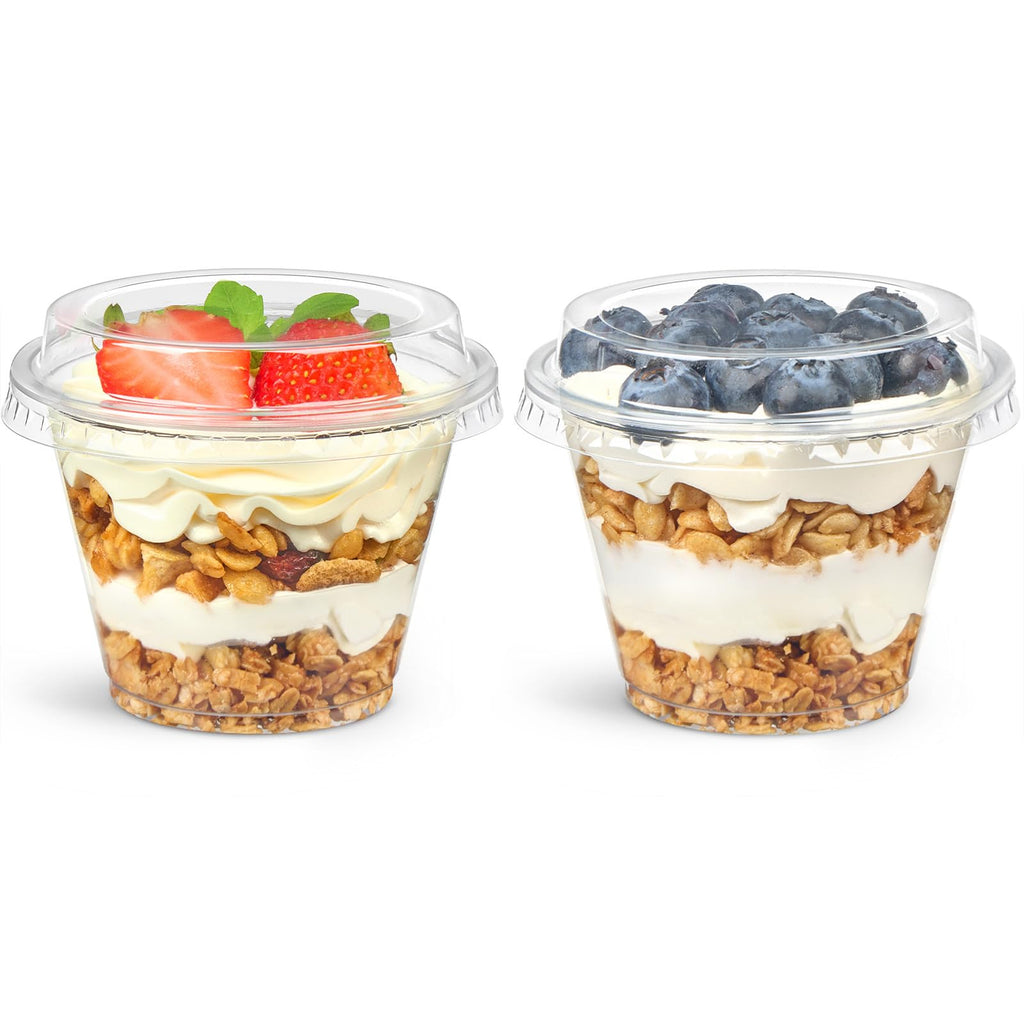 6 oz Plastic Dessert Cups with Lids, 50 Pack