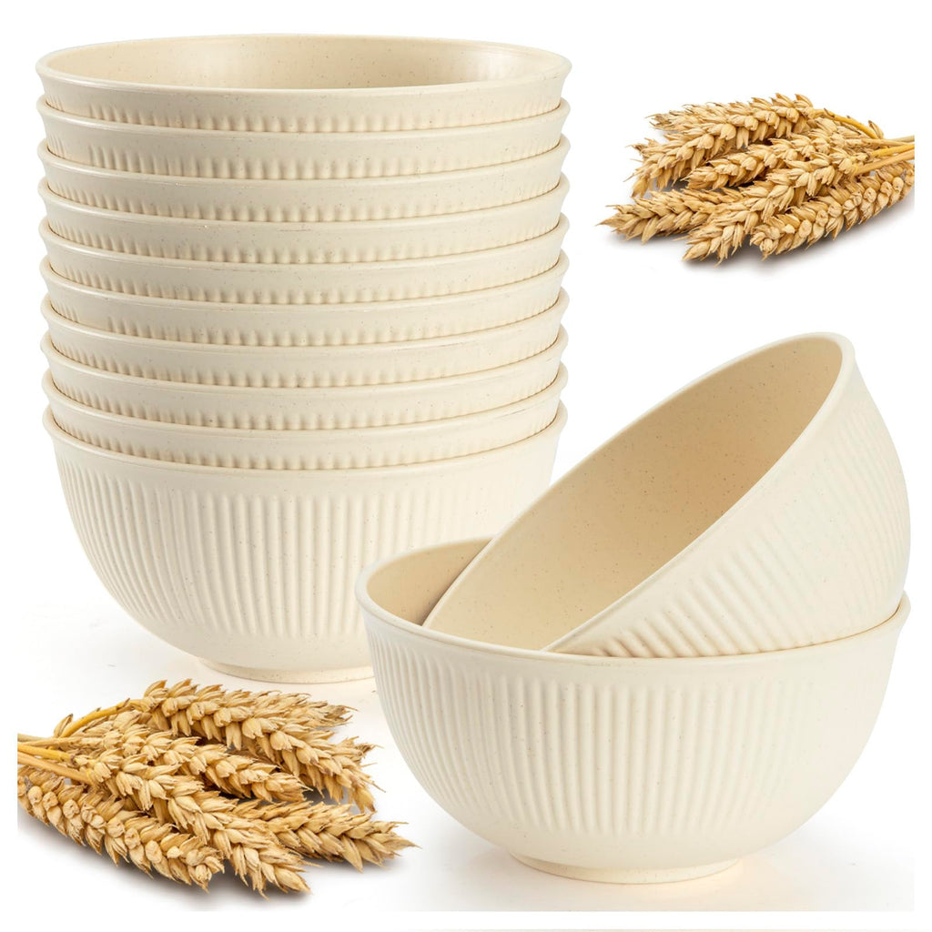 Unbreakable Cereal Bowls 24 oz, Plastic Reusable Light Weight Bowl, Set of 6,Lightweight Bowls Made of Wheat Straw Fiber Ideal for Salad, Soup, Ramen, Noodles, Oatmeal, Rice,Snack